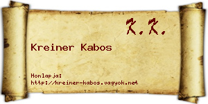 Kreiner Kabos névjegykártya